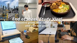 Productive STUDY VLOG, Unit test prep, math, physics, and chemistry, tasty food, mid-term marks