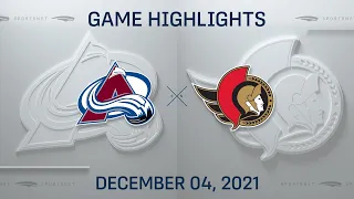 NHL Highlights | Avalanche vs. Senators - Dec 04, 2021