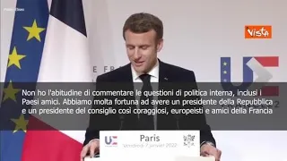 Macron: «Una grande fortuna avere Mattarella e Draghi in Italia»