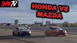 Mazda Speed 3 vs Honda Civic Si in the Streets