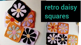 Easy way to crochet retro daisy flower squares tutorial for beginners | step by step tutorial