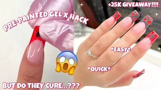 PRE-PAINTED GEL X FRENCH TIP NAIL HACK | THIS GEL X NAIL HACK IS A GAME CHANGER | 25K GIVEAWAY!!