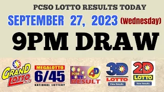 Lotto Result Today 9pm draw September 27, 2023 6/55 6/45 4D Swertres ez2 PCSO #results