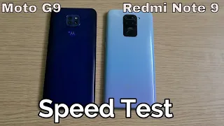 Moto G9 vs Redmi Note 9 Speed Test