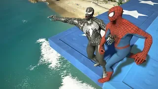 GTA 5 Water Ragdolls | SPIDERMAN vs VENOM Jumps/Fails #1 (Euphoria physics | Funny Moments)