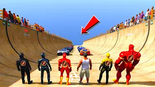 Franklin Vs All Flash Avengers Ultimate Car mega Ramp Challenge in GTA 5 || Gta 5 Tamil