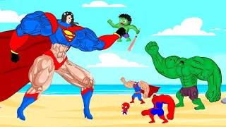 Team Hulk & Spider Man Vs Evolution Of MUSCLE - SUPER GIRL : Who Is The King Of Super Heroes?
