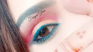 3Min Easy Pink Gold Glitter Eye Makeup by @faryalglam6362 blue eyeliner Makeup for beginners #makeup