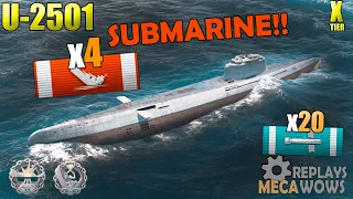 SUBMARINE U-2501 4 Kills & 101k Damage | World of Warships Gameplay 4k