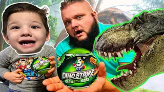 CALEB PRETEND PLAY DINOSAUR EGG HUNT! Searching For ZURU 5 SURPRISE DINO STRIKE SURPRISE TOYS!