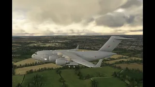MSFS BOEING C-17 Globemaster review and autopilot demo with ILS approaches at RAF Brize Norton