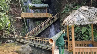 How To Build Bamboo House on the Waterfall, Bushcraft Building / Bushcraft Alone #15