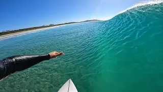 SURFING MAGIC WAVES UP THE COAST! (RAW POV)