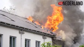 Zeer grote brand (GRIP 2) in Arnhem, huizen gaan in vlammen op