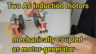 Free energy from two AC induction motors mechanically coupled. Does it work?