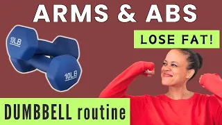 10 Min Dumbbell Routine to Burn Fat & Tone Your Arms, Beginner Weight Training - Core & Upper body