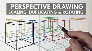 PERSPECTIVE DRAWING Techniques You NEED to KNOW - Grids, Scaling, Duplicating & Rotating