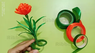 DIY How to make Mini standing Satin ribbon flowers easy | satin ribbon flower Dahlia