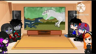 Rainimator friend's react to Indoraptor vs Indominus Rex Dinomania