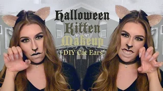 HALLOWEEN KITTEN MAKEUP TUTORIAL + 5min DIY Cat Ears!