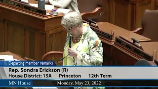 Rep. Sondra Erickson departing member remarks 5/23/22