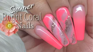 Coral Builder Gel Ombré Nails | Summertime Nails | Watch me do my nails | Builder Gel Nails Tutorial