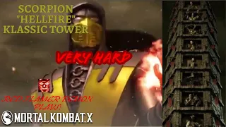 MKX - Scorpion (Hellfire) Klassic Tower Gameplay Very Hard (NO MATCHES LOST)