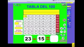 tabla del 100 de restar