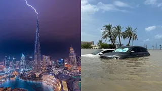 Ливень с градом и ПОТОП в Абу-Даби и Дубаи, ОАЭ