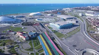 Russia, Sochi - October 20, 2017: Aerial view on Sochi, the Olympic village and Fisht stadium