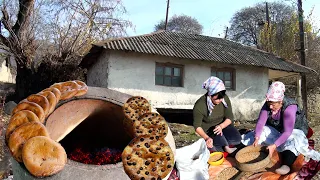 This is how real Tandoor Bread is baked in the Village - Old Water Flour Mill in Azerbaijan