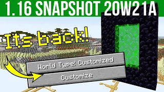 Minecraft 1.16 Snapshot 20w21a Custom Dimension & Custom World Generation Support!