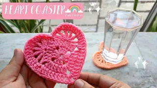 How to Crochet a Heart Coaster || Easy Valentines Day Decor Tutorial for Beginners 💗