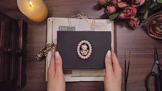ASMR | Decorating a vintage diary with a green theme | Journal with me | Scrapbooking