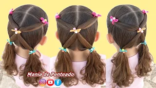 Penteado Infantil Súper Rápido e Fácil para Escola | Super Quick & Easy Hairstyle for School.😍🥰