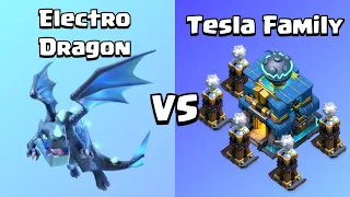 Every Level Electro Dragon VS Every Level Tesla Family | Clash of Clans