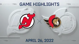 NHL Highlights | Devils vs. Senators - Apr 26, 2022