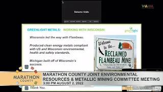 Marathon County Joint Environmental Resources & Metallic Mining Committee Meeting Pt.1 - 8/2/22