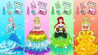 DIY Ideas for Dolls - Verde Rosa Laranja e Azul Vestidos de Princesa Disney feitos à mão - LOL