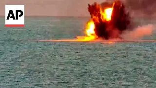 Russia shows footage of its forces destroying six sea drones in Black Sea