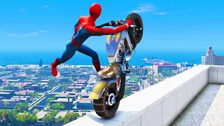 Spiderman Bike Jumps In GTA 5 ( Spider-Man Stunts & Jump & Fail ) #2