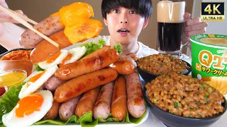 ASMR Eggs and Sausages EATING SOUNDS | MUKBANG