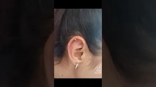 Piercing of the upper ear cartilage (helix). Прокалывание верхнего хряща уха (хеликс).