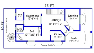 30X75  House Design || 2d House plan || 2250 sft Modern Home Map || Ground Floor Plan