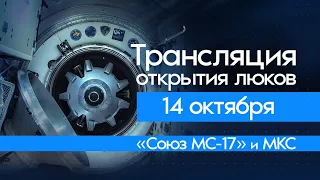 Трансляция открытия люков между кораблем «Союз МС-17» и МКС