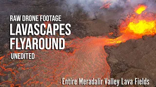 Iceland Volcano 2022 - Entire Meradalir Valley Lava Fields -  Raw Drone Footage - 4K
