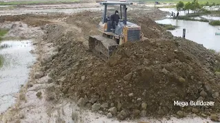 Mighty  Power Machines Bulldozer pushing Dirt ,Stone For Road Building and Awesome Dump Truck Unload