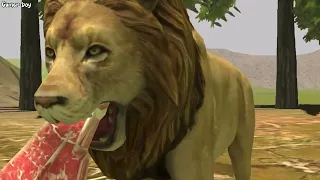 Lion versus Godzilla | lion eating deer 🦌 | animal revolt simulator | simulator game play