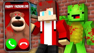 Why Scary FREDDY FAZBEAR.EXE Called JJ and Mikey at Night in Minecraft? - Maizen