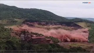 Momento exato do rompimento da barragem em Brumadinho (MG)